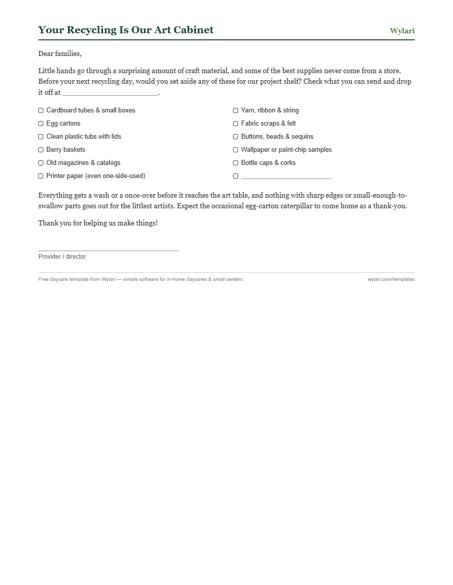 Supply donation letter template preview